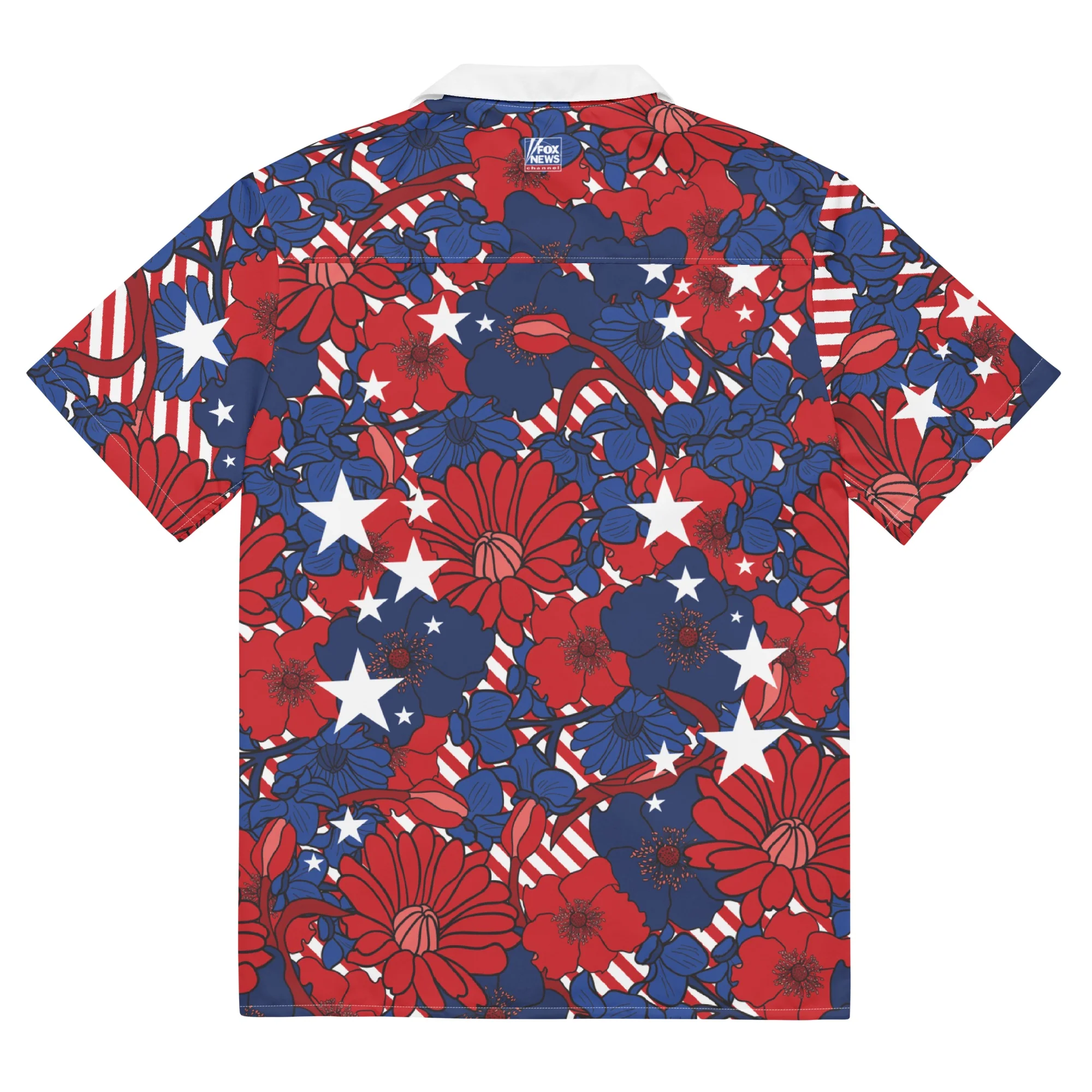 FOX News Stars & Stripes Floral Hawaiian Button-Up Shirt - Image 4